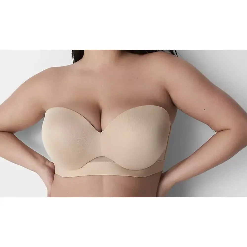 NWT Cacique Womens Comfort Bliss Bra 48DD Lightly Lined Multi Way Strapless Cafe